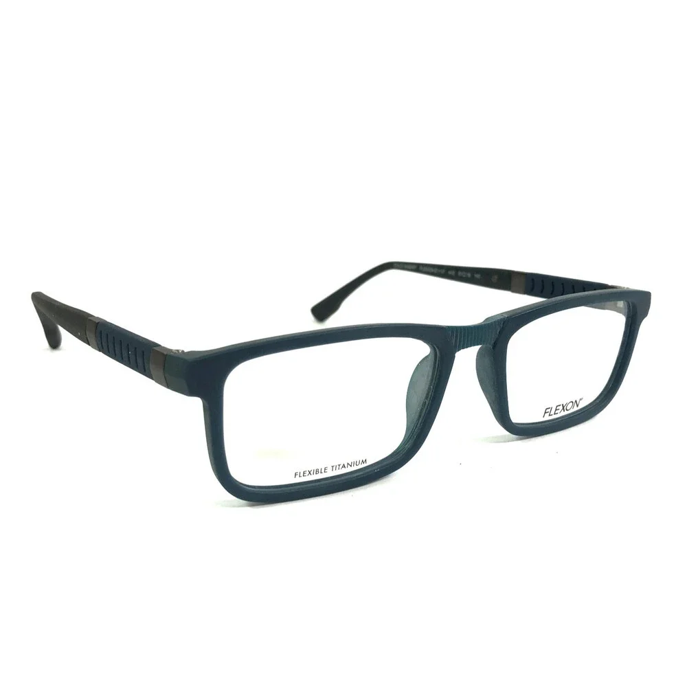 Flexon Eyeglasses Frames E1117 412 Matte Blue Black Rectangle Full Rim 51-18-140